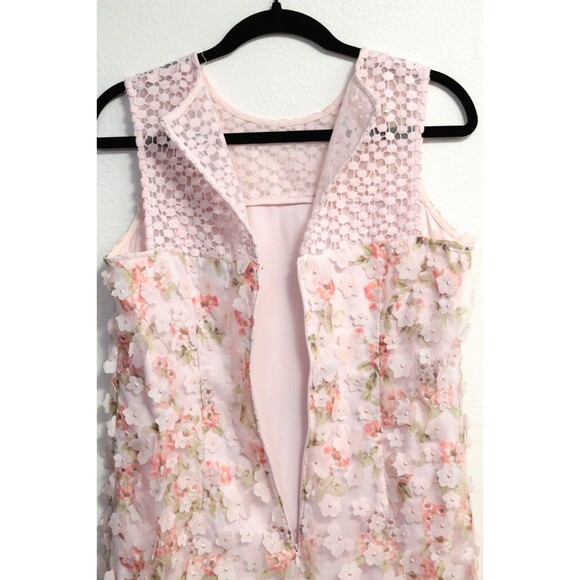 Karl Lagerfeld Paris Women's Dress Pink Appliqué Flowers Sleeveless Lined Size 6 - Picture 6 of 7